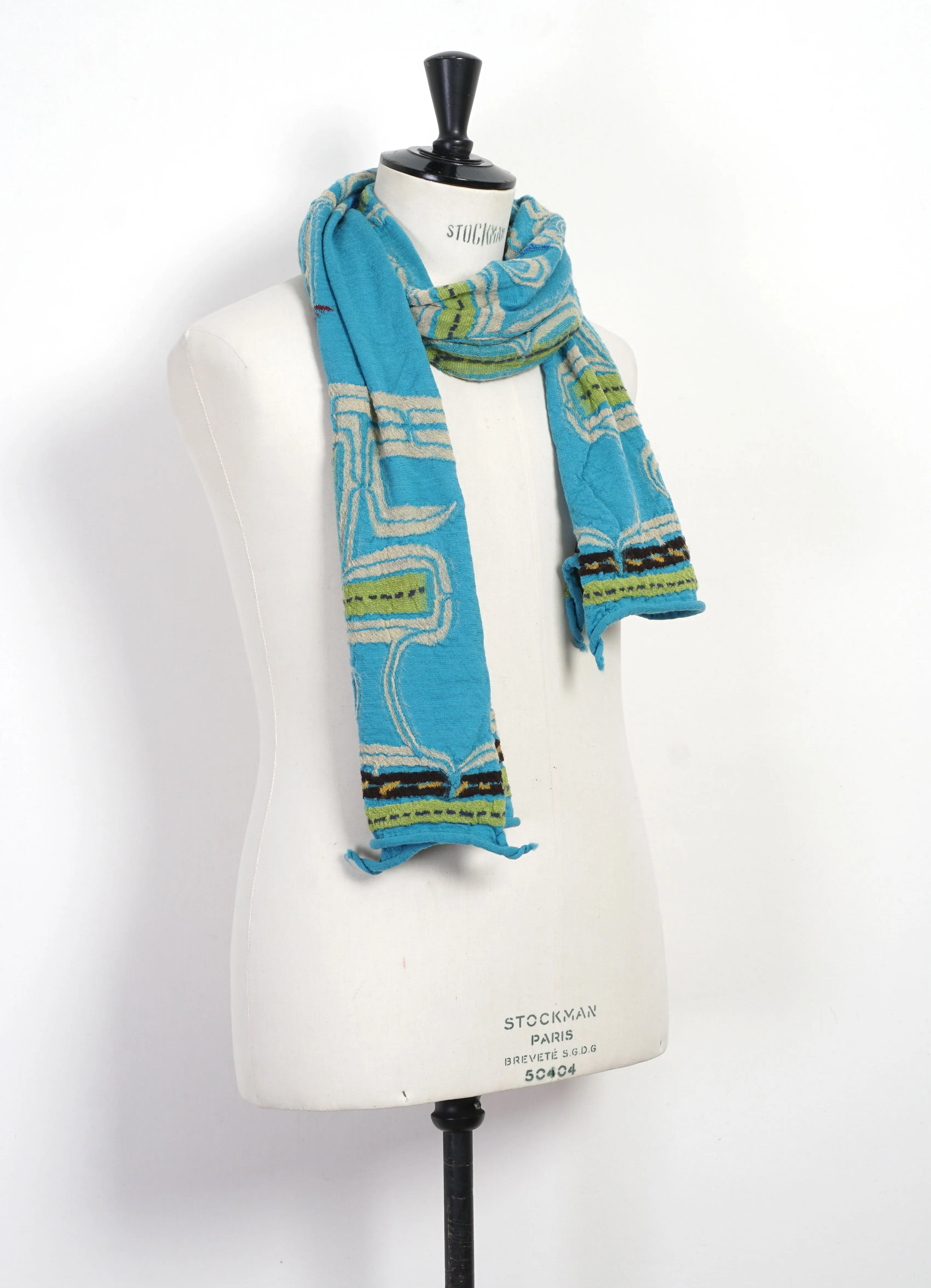 POP AINU | Compressed Wool Scarf | Blue