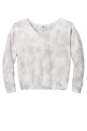 Port & Company® Ladies Beach Wash® Cloud Tie-Dye V-Neck Sweatshirt LPC140V