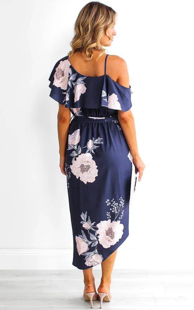 Portia Midi Dress - Navy Floral