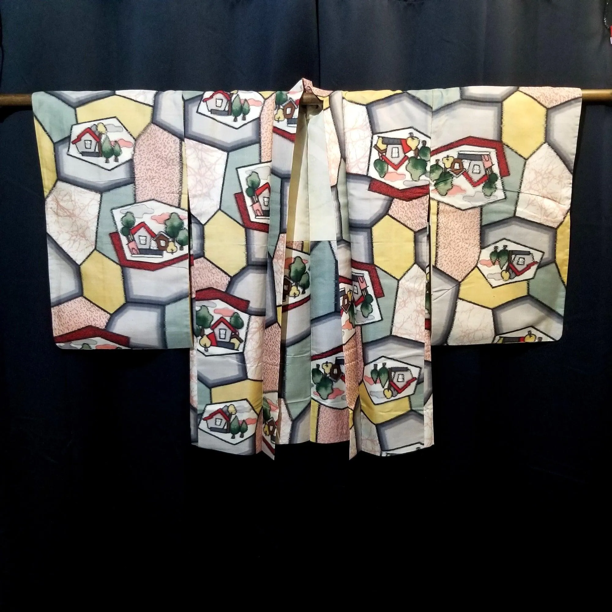 "Little Houses" Vintage Meisen Haori