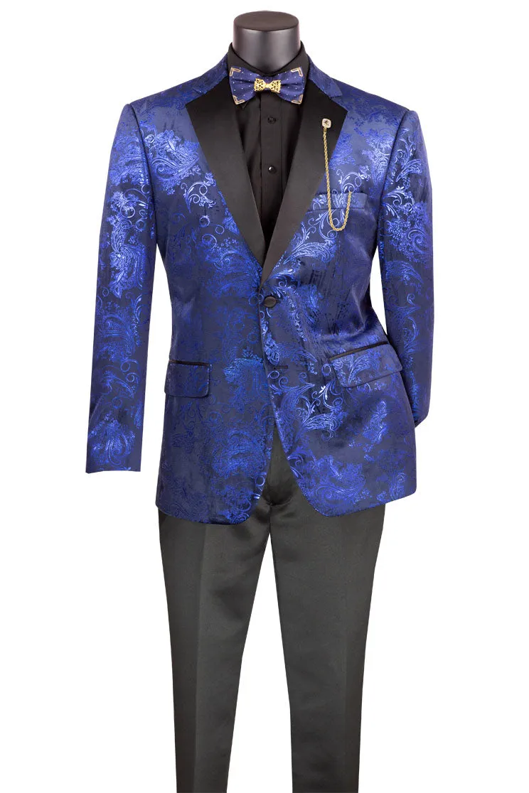 "Posh Paisley Velvet" Royal Blue Tuxedo Jacket (Separates)