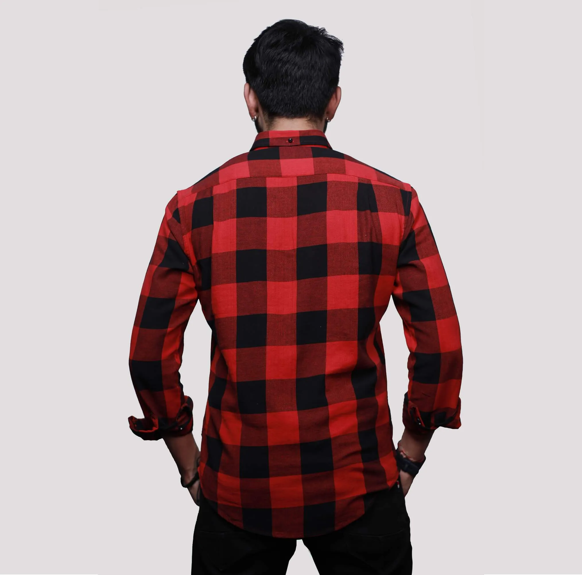 Red Full Sleeve Slim Fit Check Shirt - Restocked