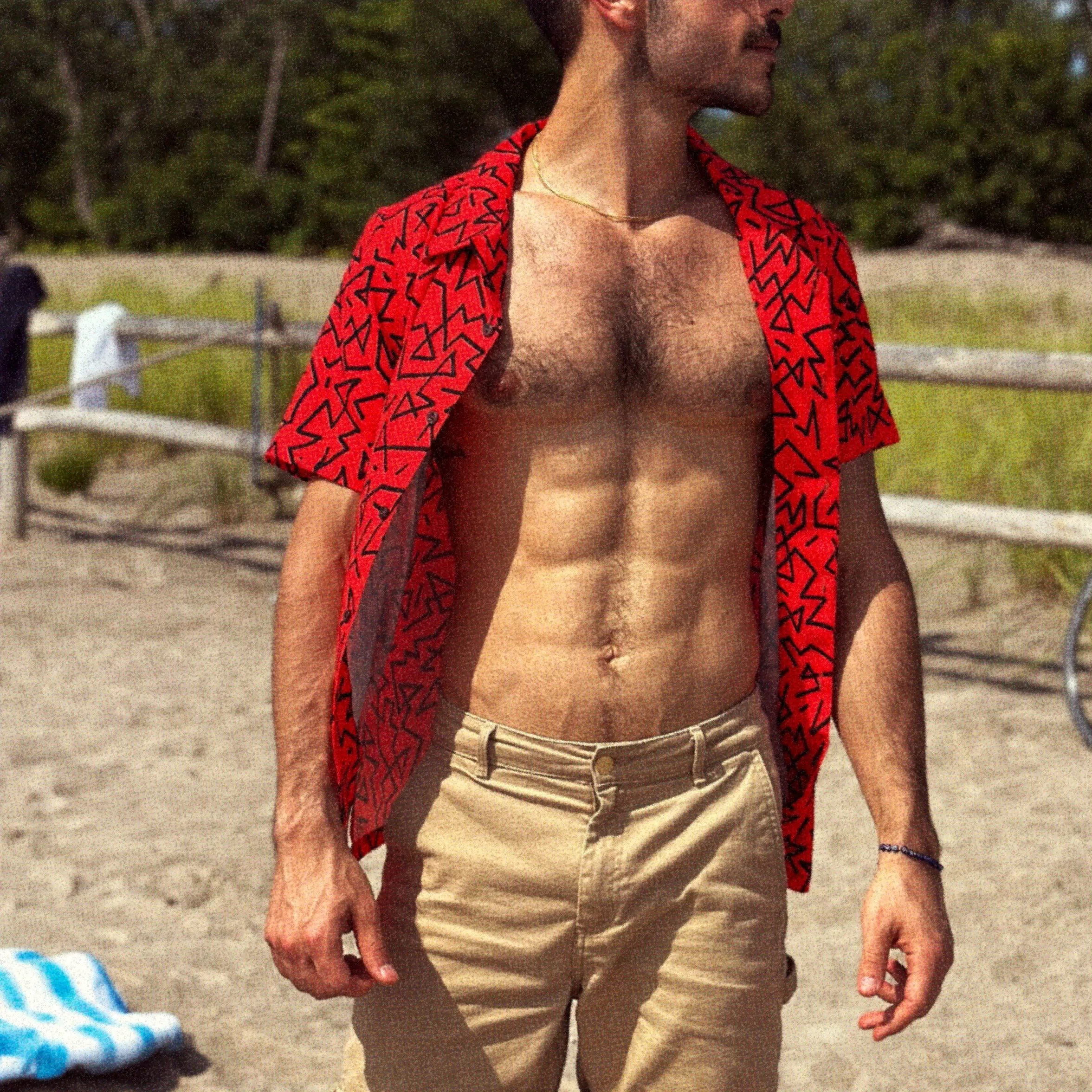 Red Zig-zag Hawaiian Shirt