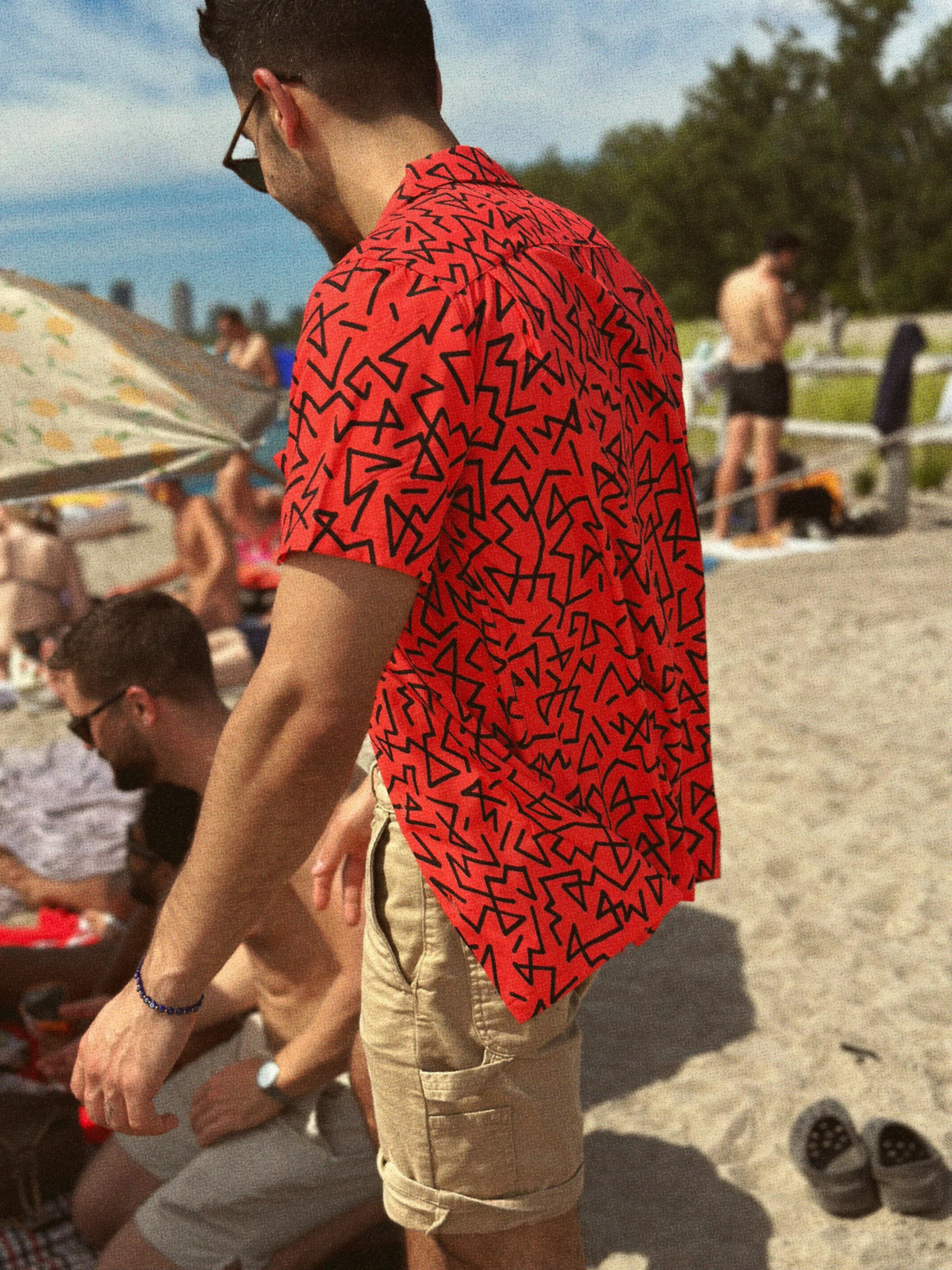 Red Zig-zag Hawaiian Shirt