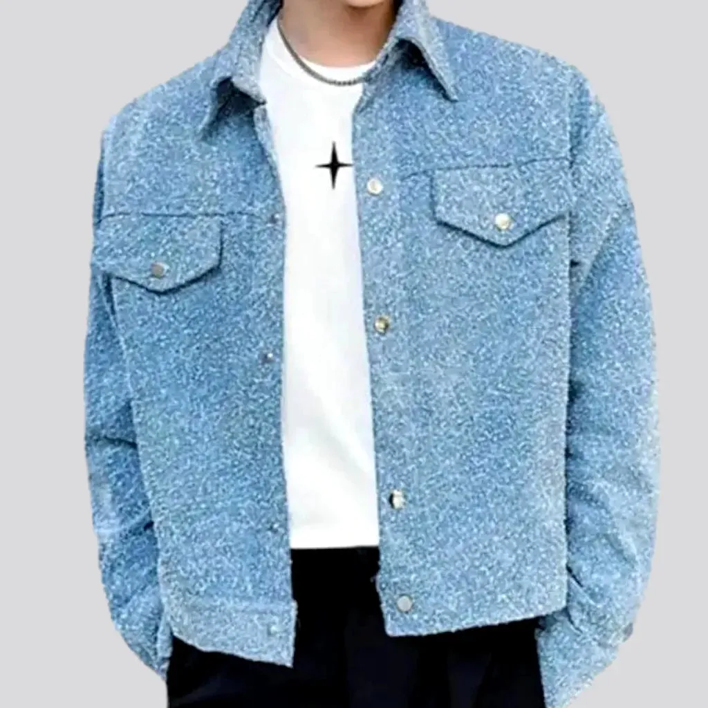 Regular fit medium length men's denim jacket