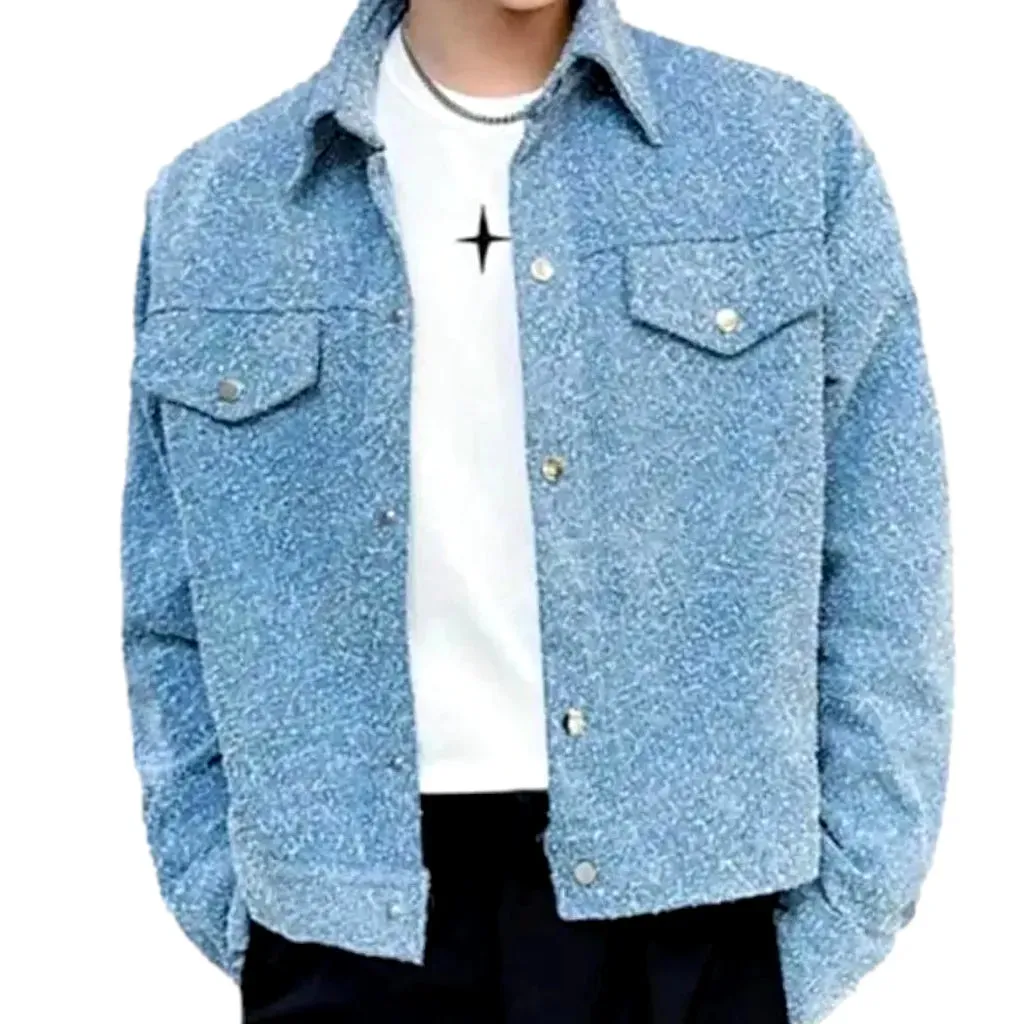 Regular fit medium length men's denim jacket