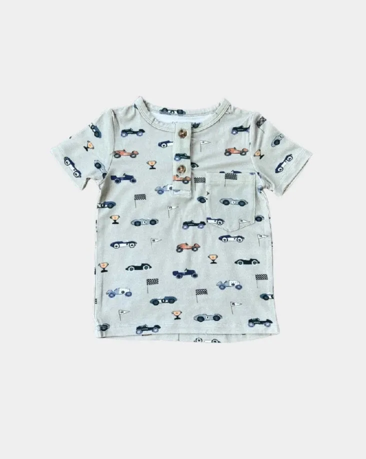 Retro Race Cars Henley Shirt