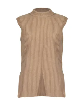 Ribbed Wool Cashmere Long Tank-Vest