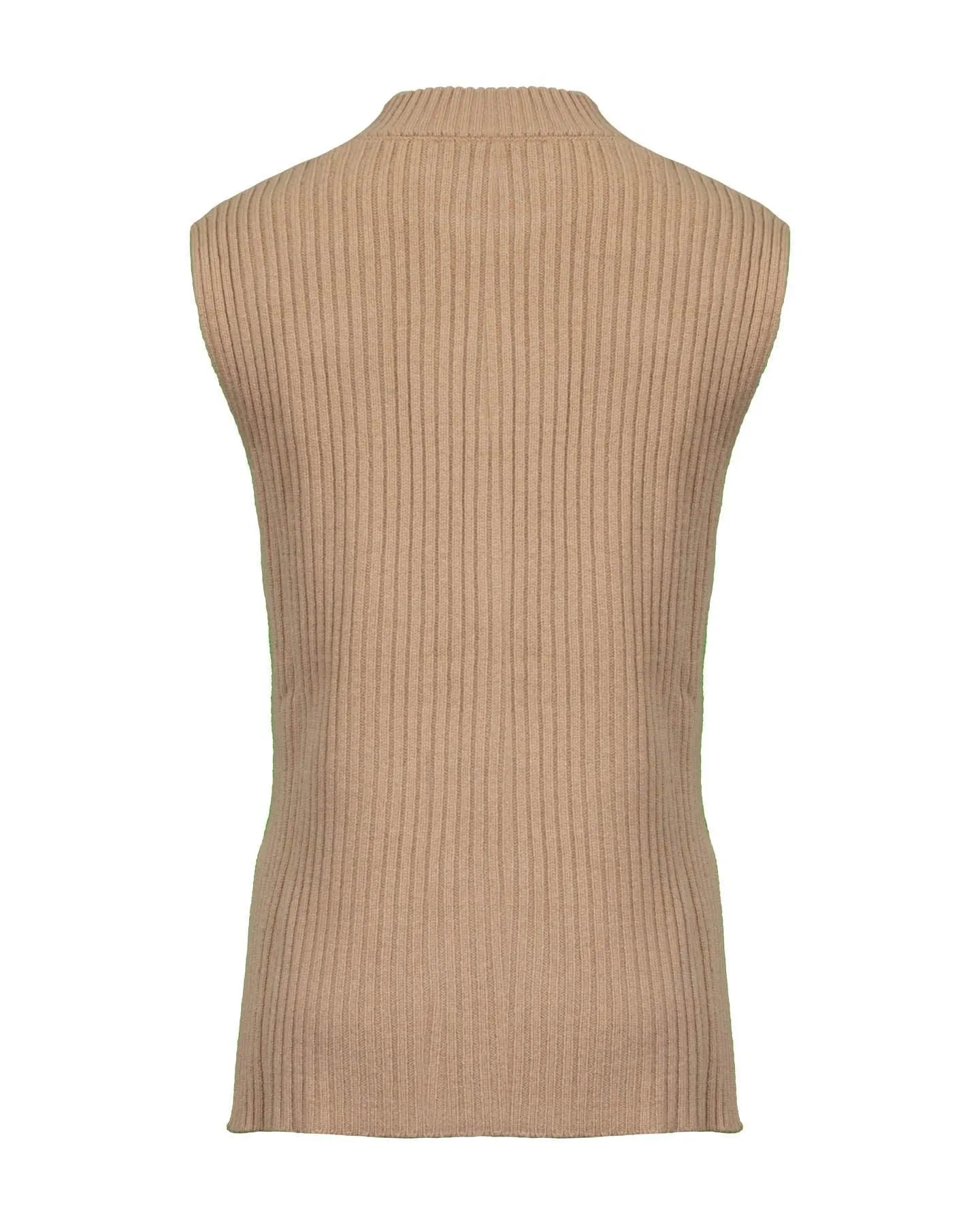 Ribbed Wool Cashmere Long Tank-Vest