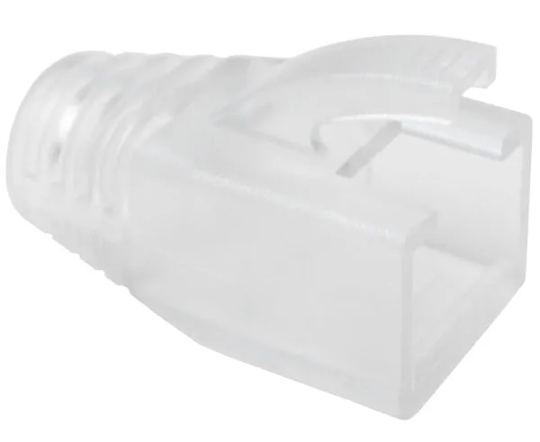 RJ45 Slip-On Boot, CAT6/6A/7, Type Oversize, Clear, 8mm OD - 25 Pack