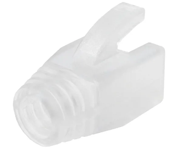 RJ45 Slip-On Boot, CAT6/6A/7, Type Oversize, Clear, 8mm OD - 25 Pack