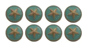 Round 3D Starfish Shank Button with Turquoise Epoxy Enamel Design