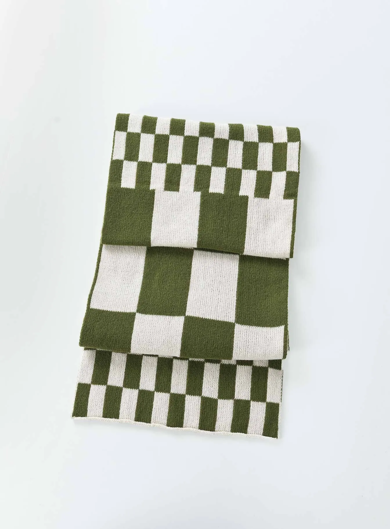 Sage Check Scarf Green / White