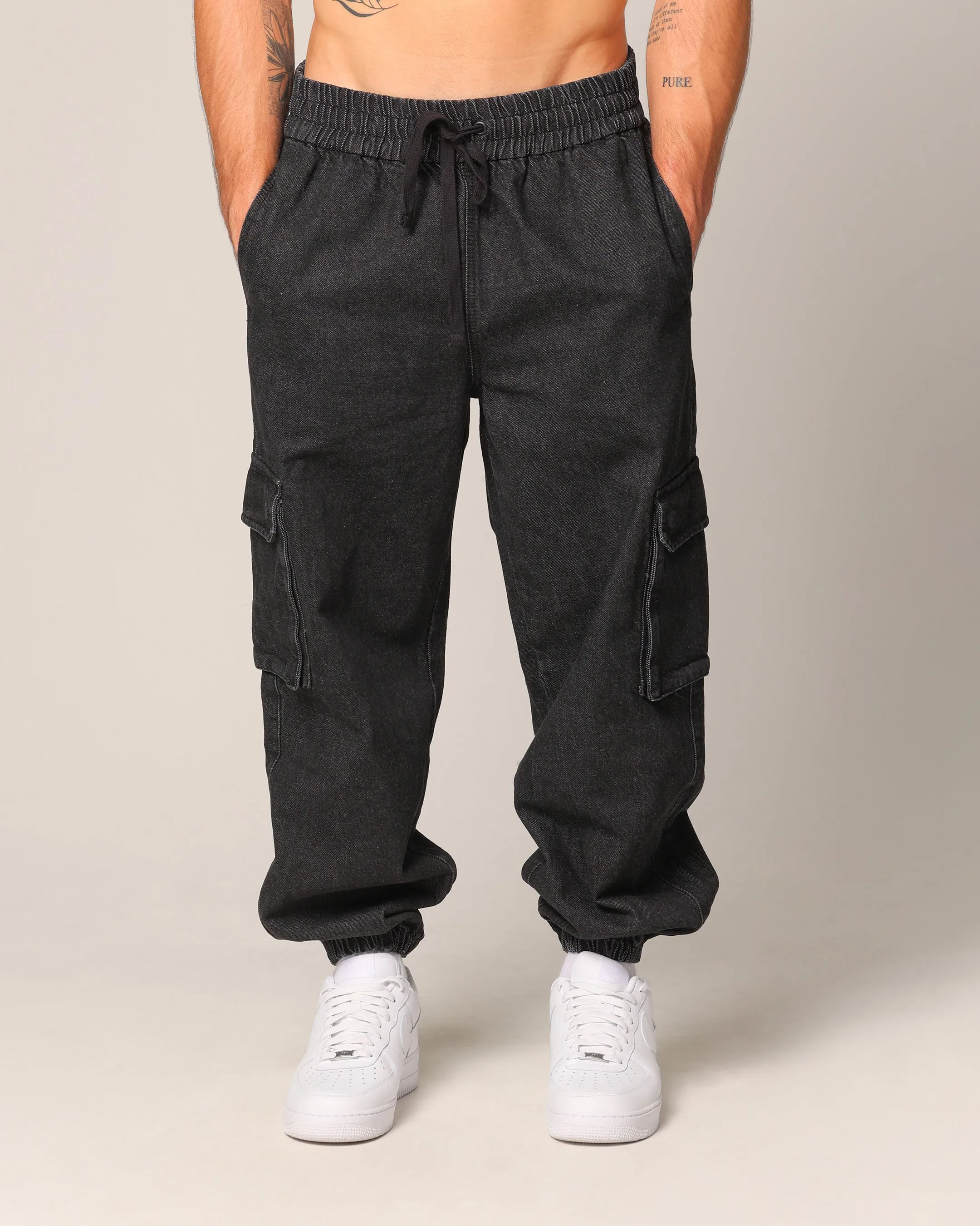 Saint Morta Pertex Baggy Jogger Black Stonewash