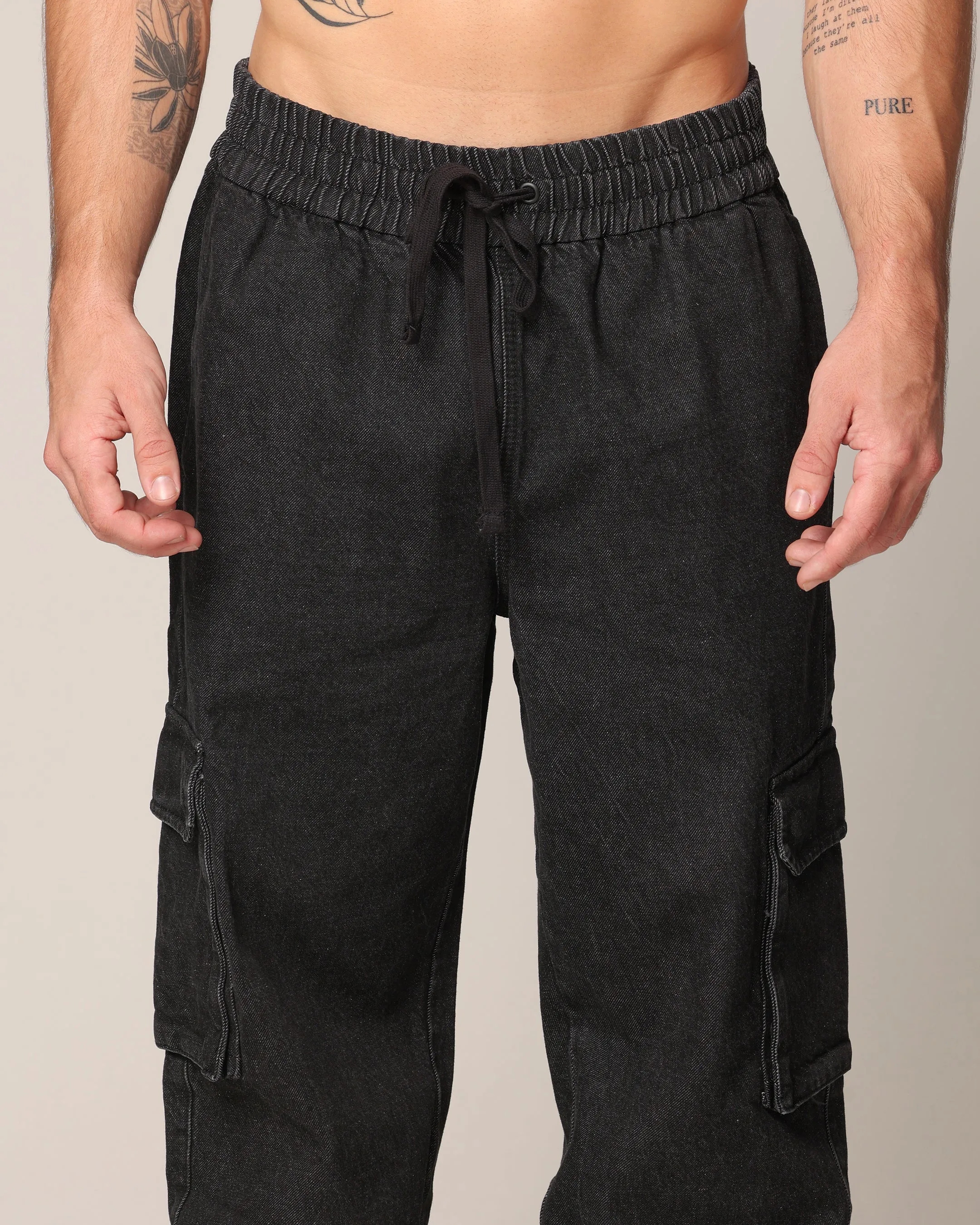 Saint Morta Pertex Baggy Jogger Black Stonewash