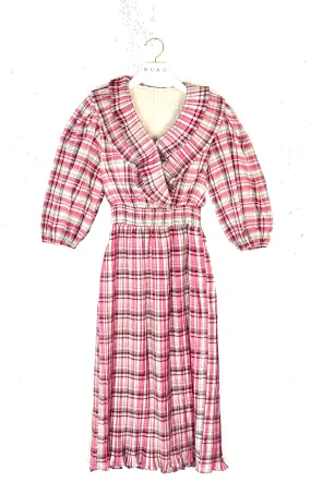 SAMPLE - The Blanche Dress Midi - Pink Plaid