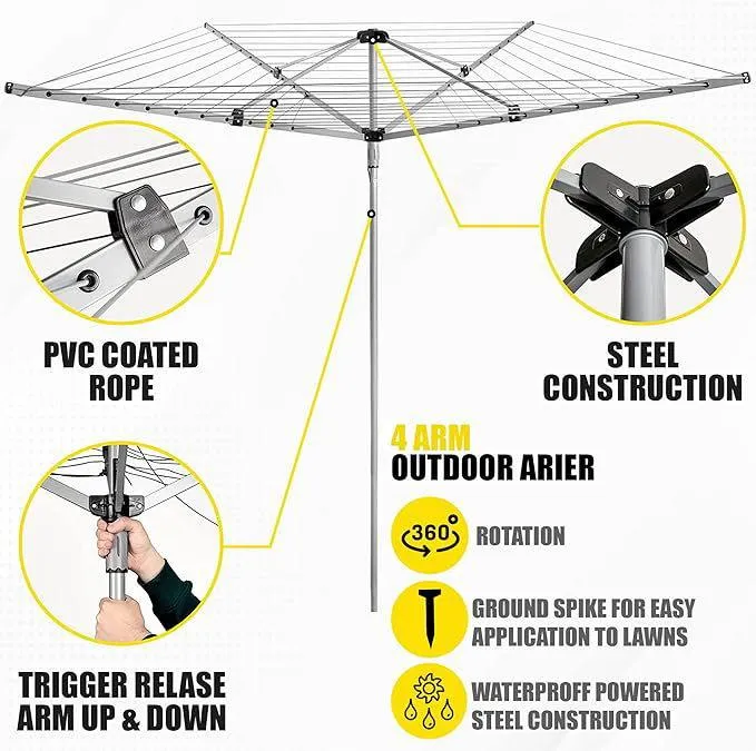 SG Traders™ Rotary Washing Line 30, 40, 45, 50 and 60m