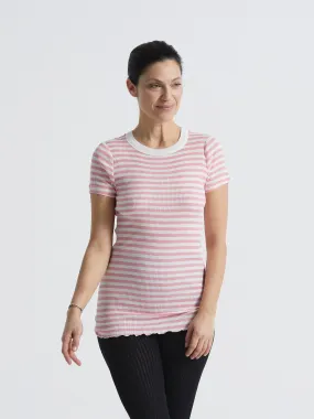 Silky Tee | Silk - Pink/Off-White