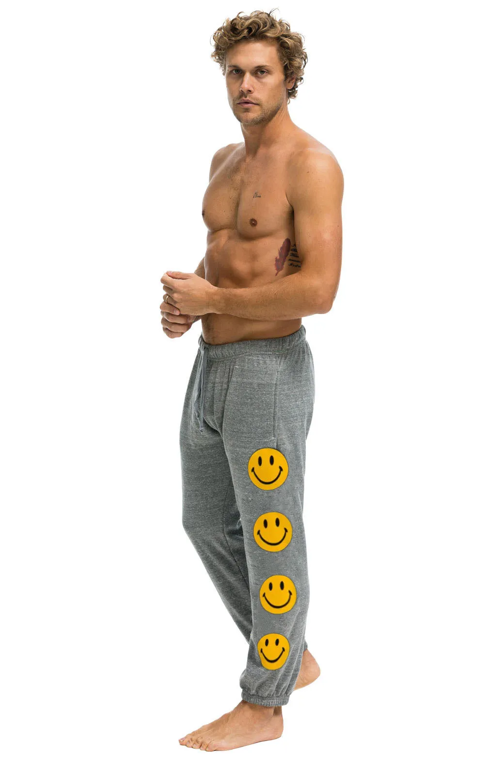 SMILEY 2 MENS SWEATPANTS - HEATHER GREY