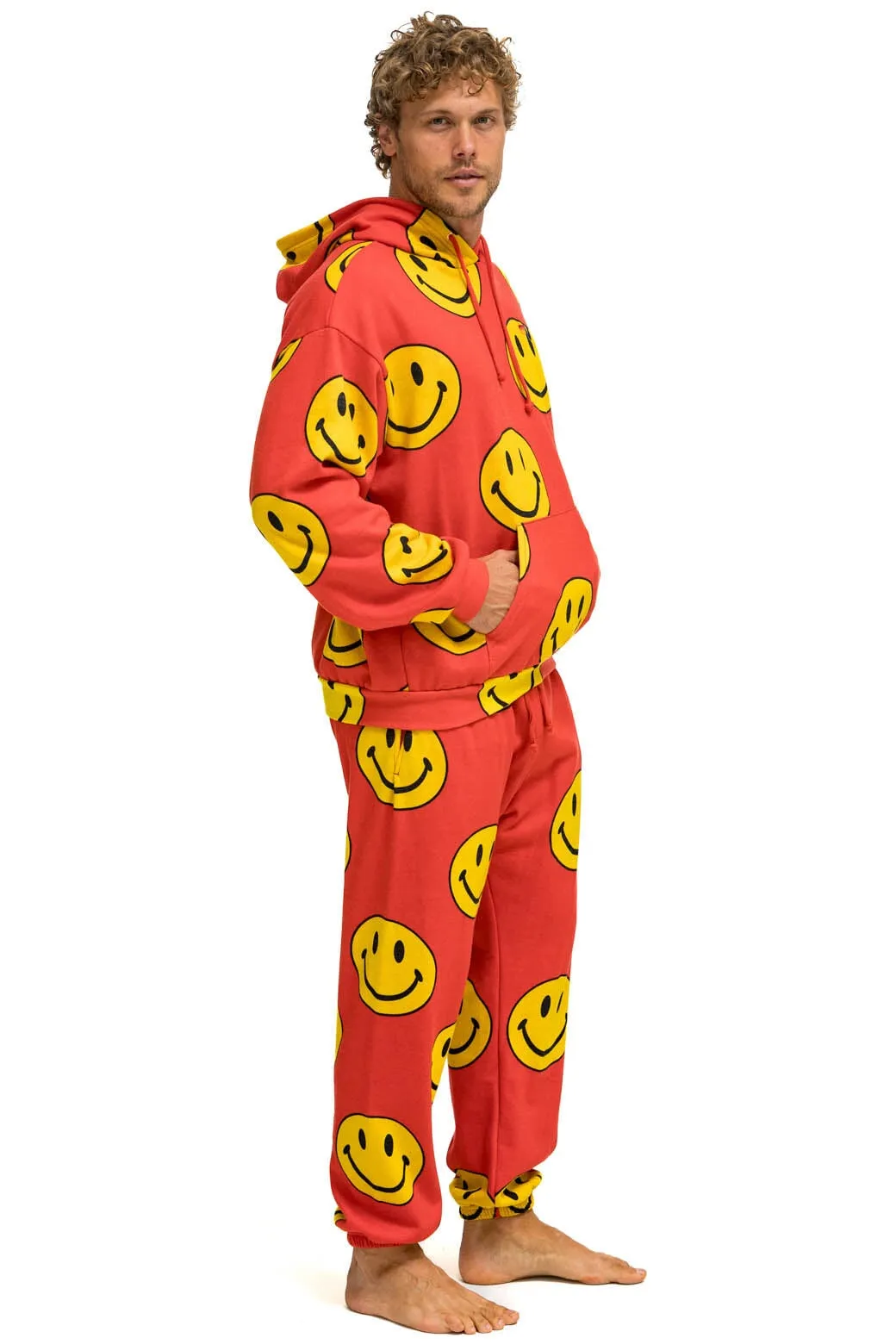 SMILEY REPEAT MENS SWEATPANTS - RED