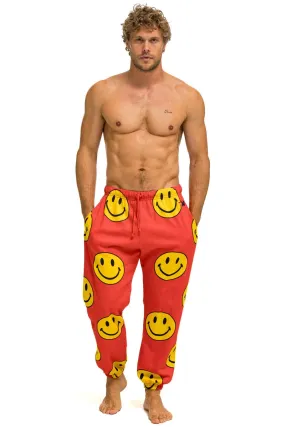 SMILEY REPEAT MENS SWEATPANTS - RED