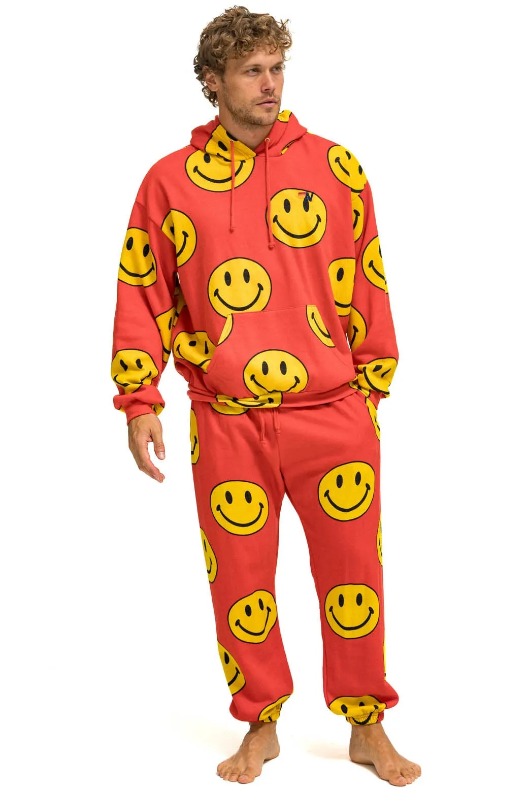 SMILEY REPEAT MENS SWEATPANTS - RED