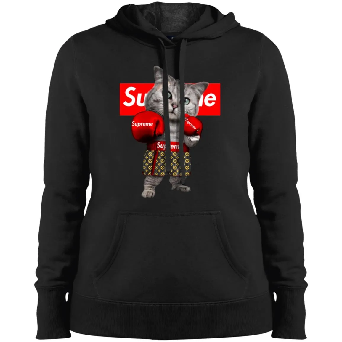 Supreme Boxing Cat Best Funny T-shirt Women Hooded Sweatshirt