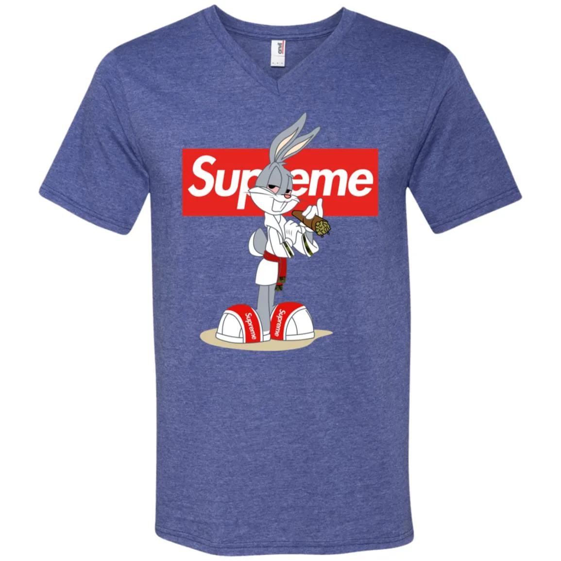 Supreme Rabbit Smoking T-shirt Men V-Neck T-Shirt