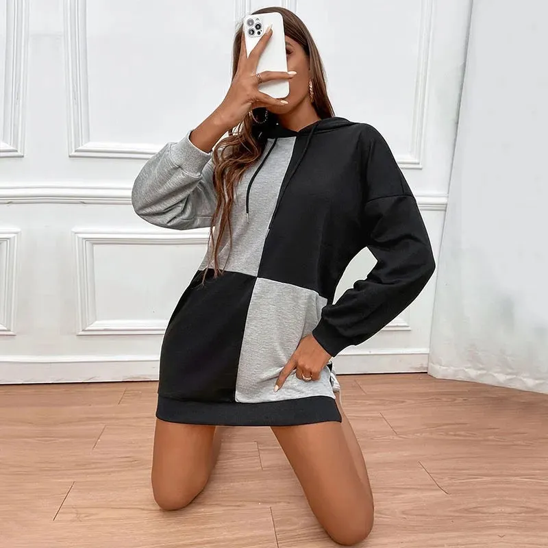 SWEATSHIRT PULLOVER HOODIE DRESS