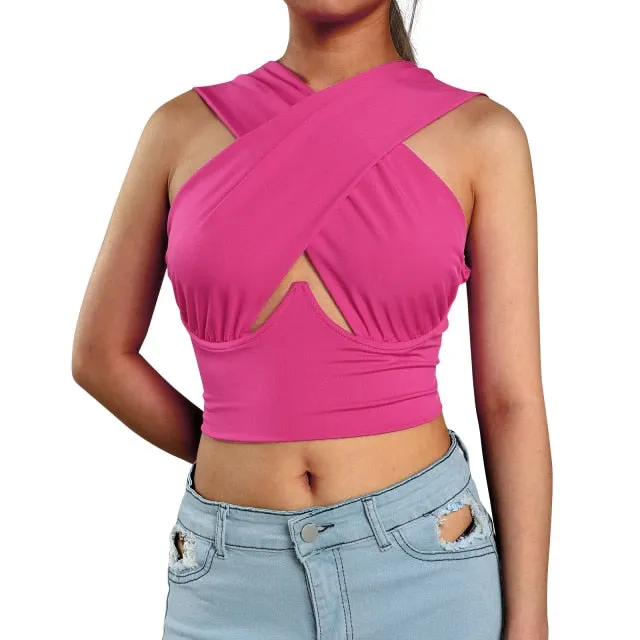 TEEK - Criss Cross Cropped Tank Top