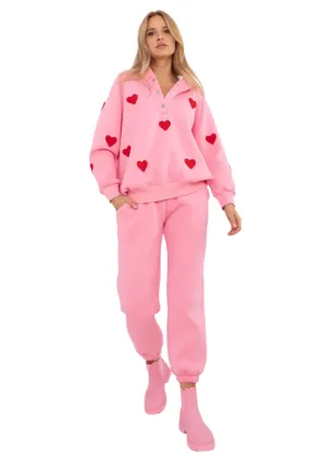 TEEK - Pink Hooded Hearts 2pc Sweat Set