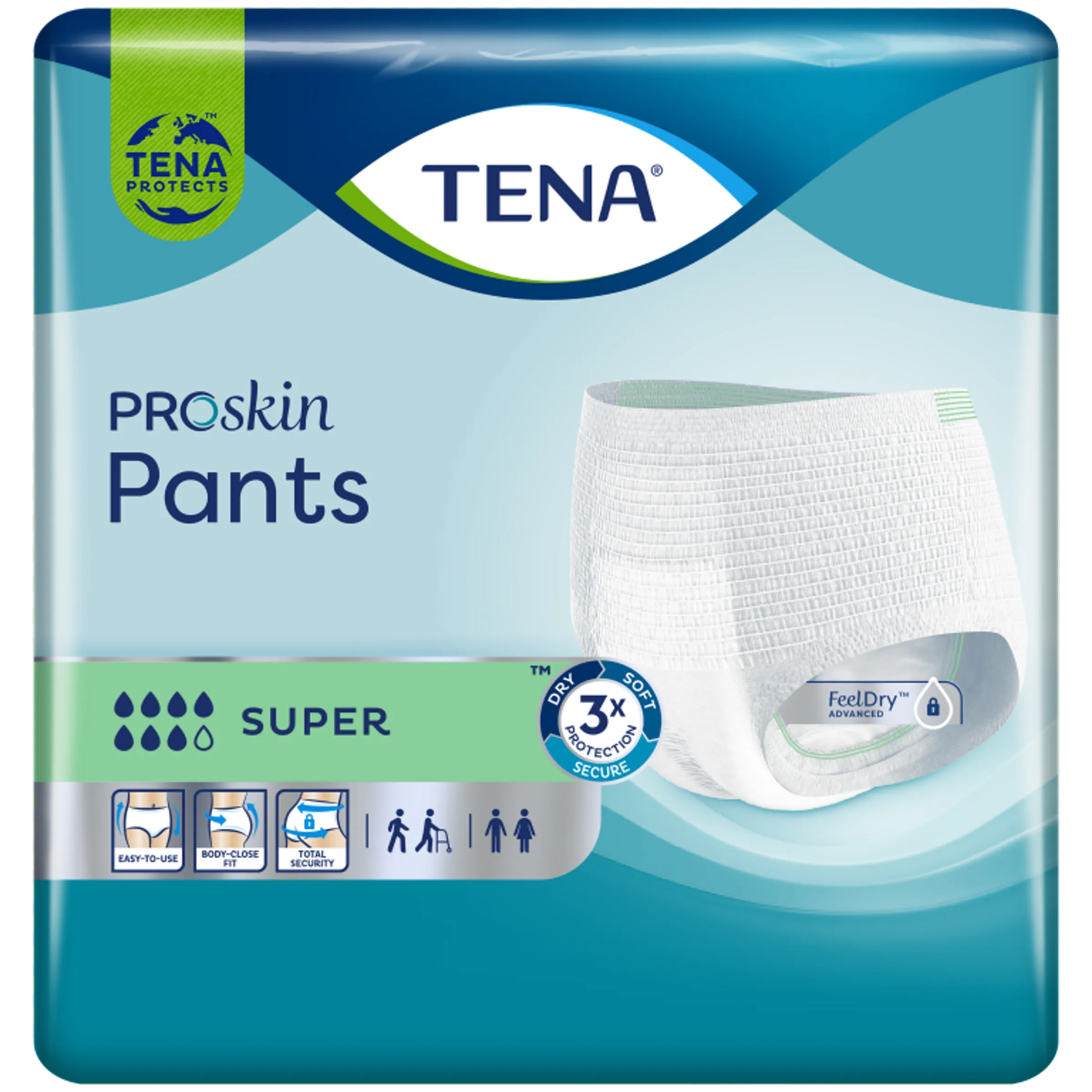 Tena Proskin Pants Super Large 12 - Drievoudige bescherming, snelle absorptie, ademend & comfortabel