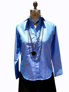 Thai Silk Button Down Shirt Periwinkle