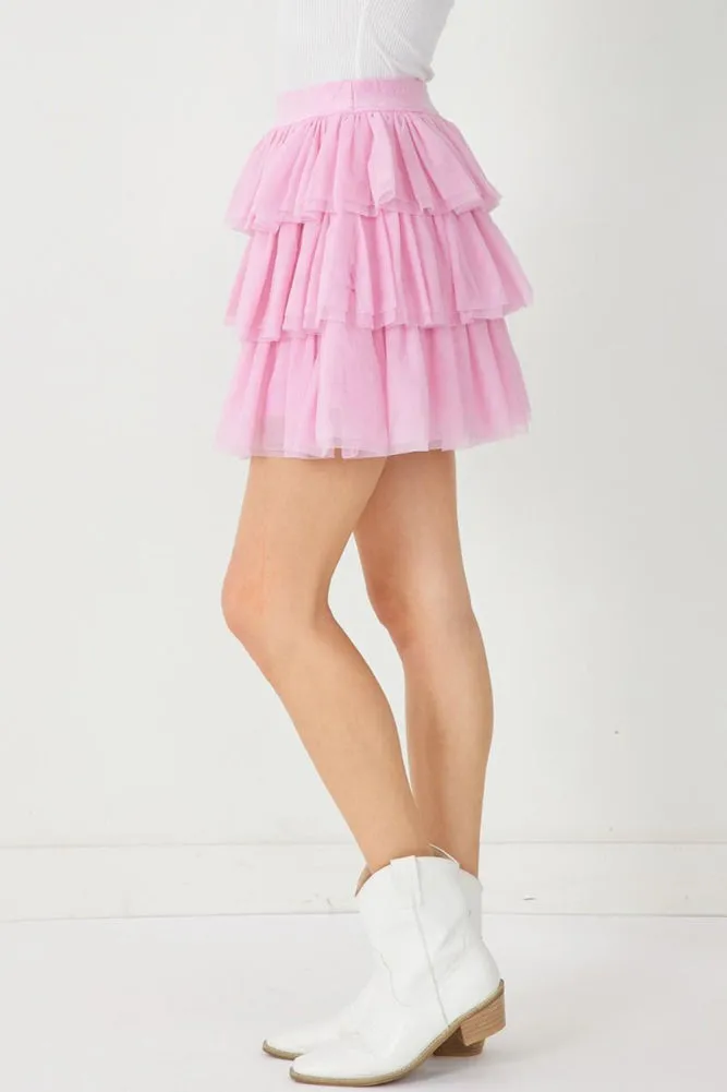 Tulle Mini Skirt in Blush by Entro