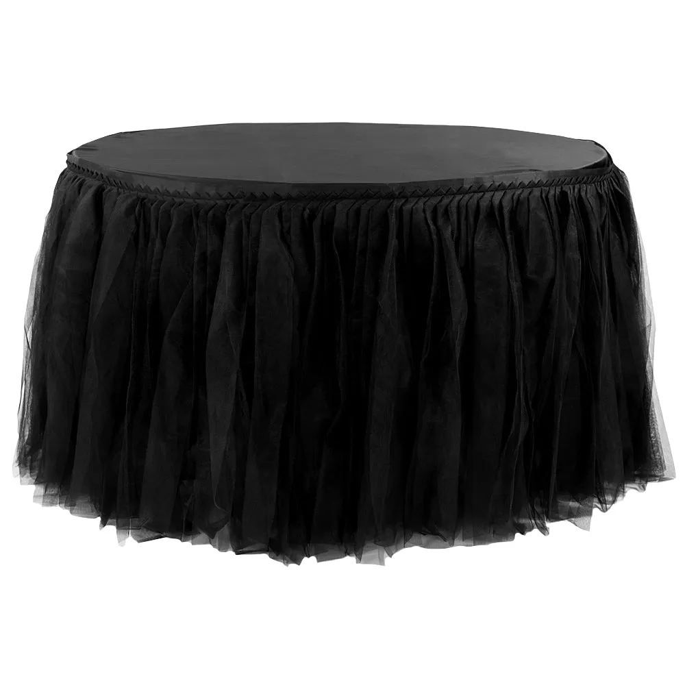 Tulle Tutu 17ft Table Skirt - Black