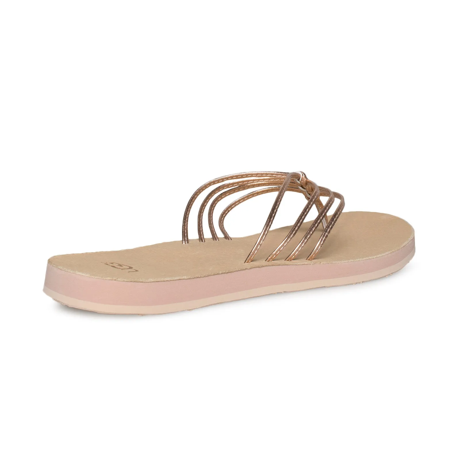 UGG Heina Metallic Rose Gold Flip Flops - Women's