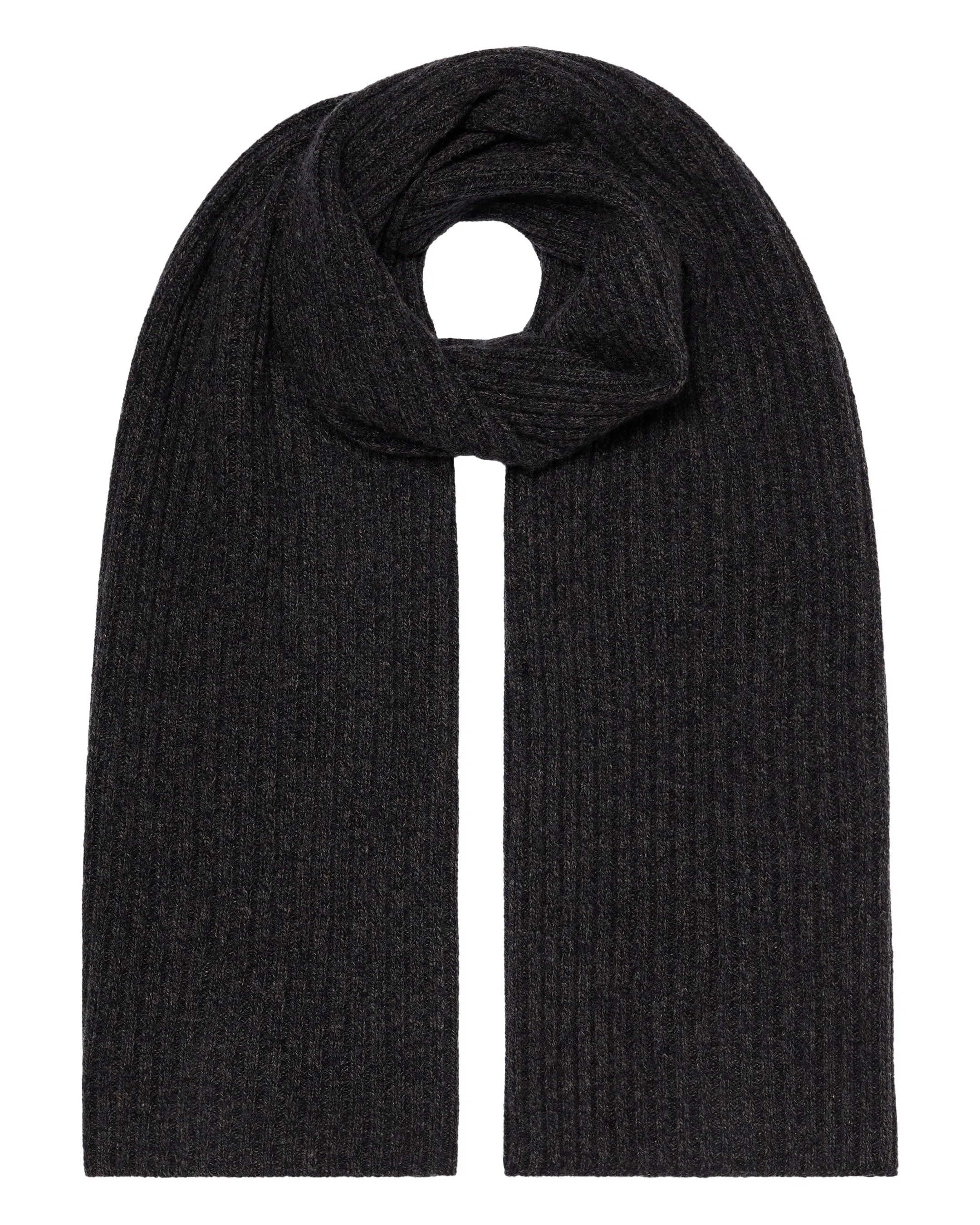 Unisex Chunky Rib Cashmere Scarf Granite Grey