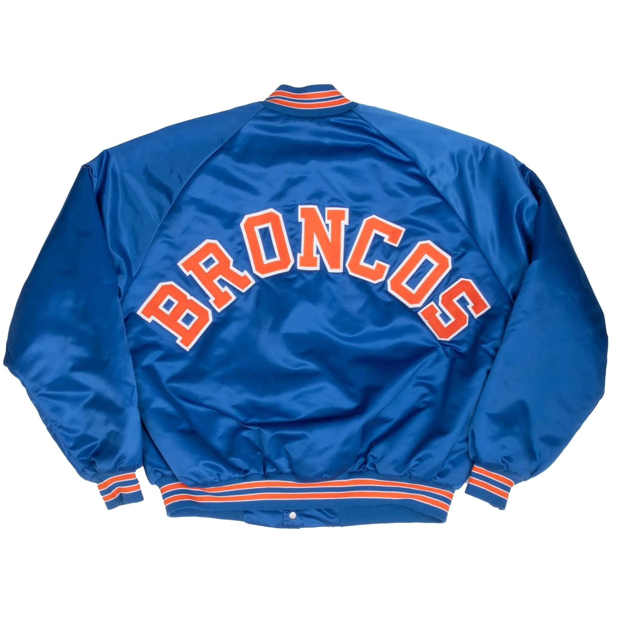 VINTAGE NFL DENVER BRONCOS CHALK LINE SATIN BOMBER JACKET 1990S XL MADE IN USA