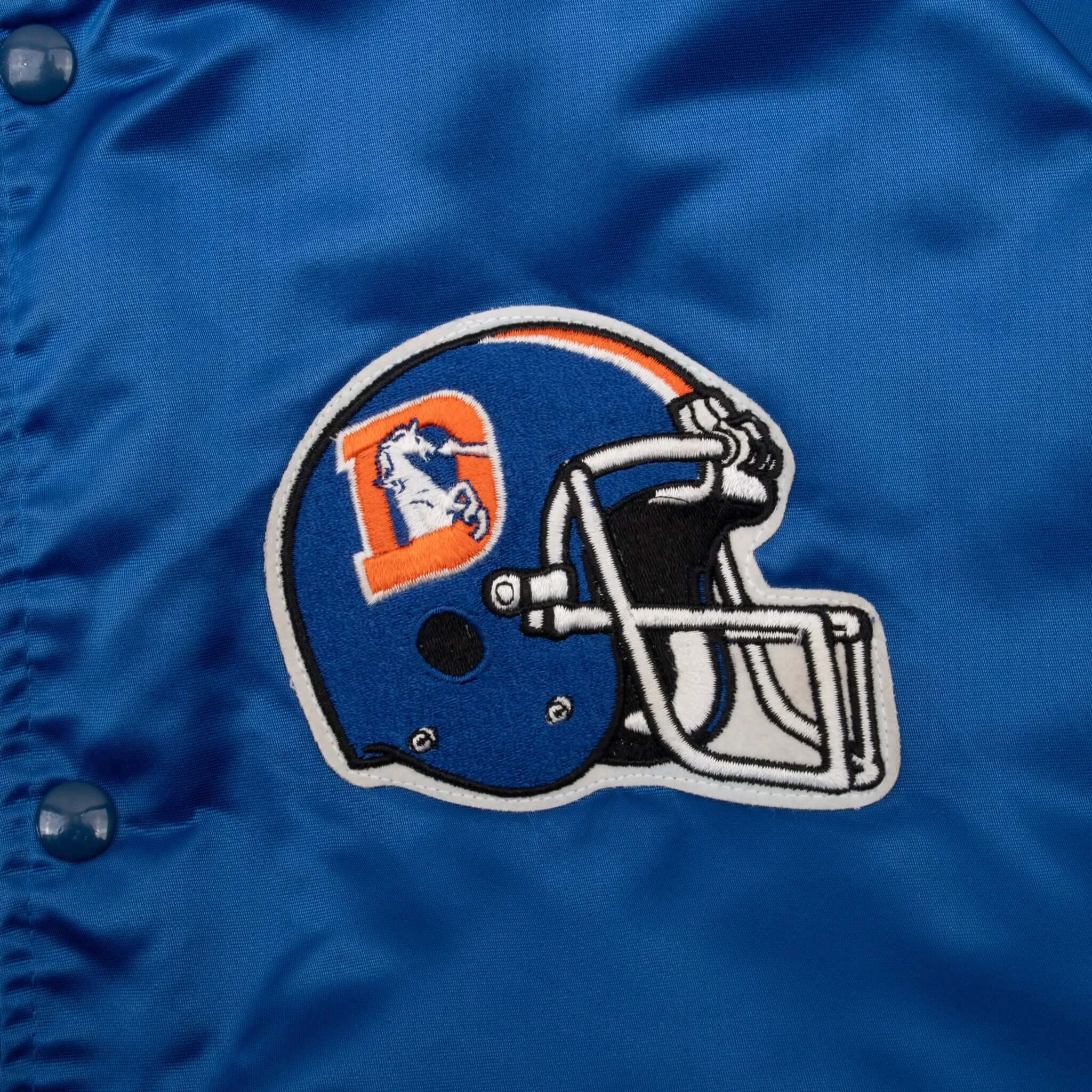 VINTAGE NFL DENVER BRONCOS CHALK LINE SATIN BOMBER JACKET 1990S XL MADE IN USA