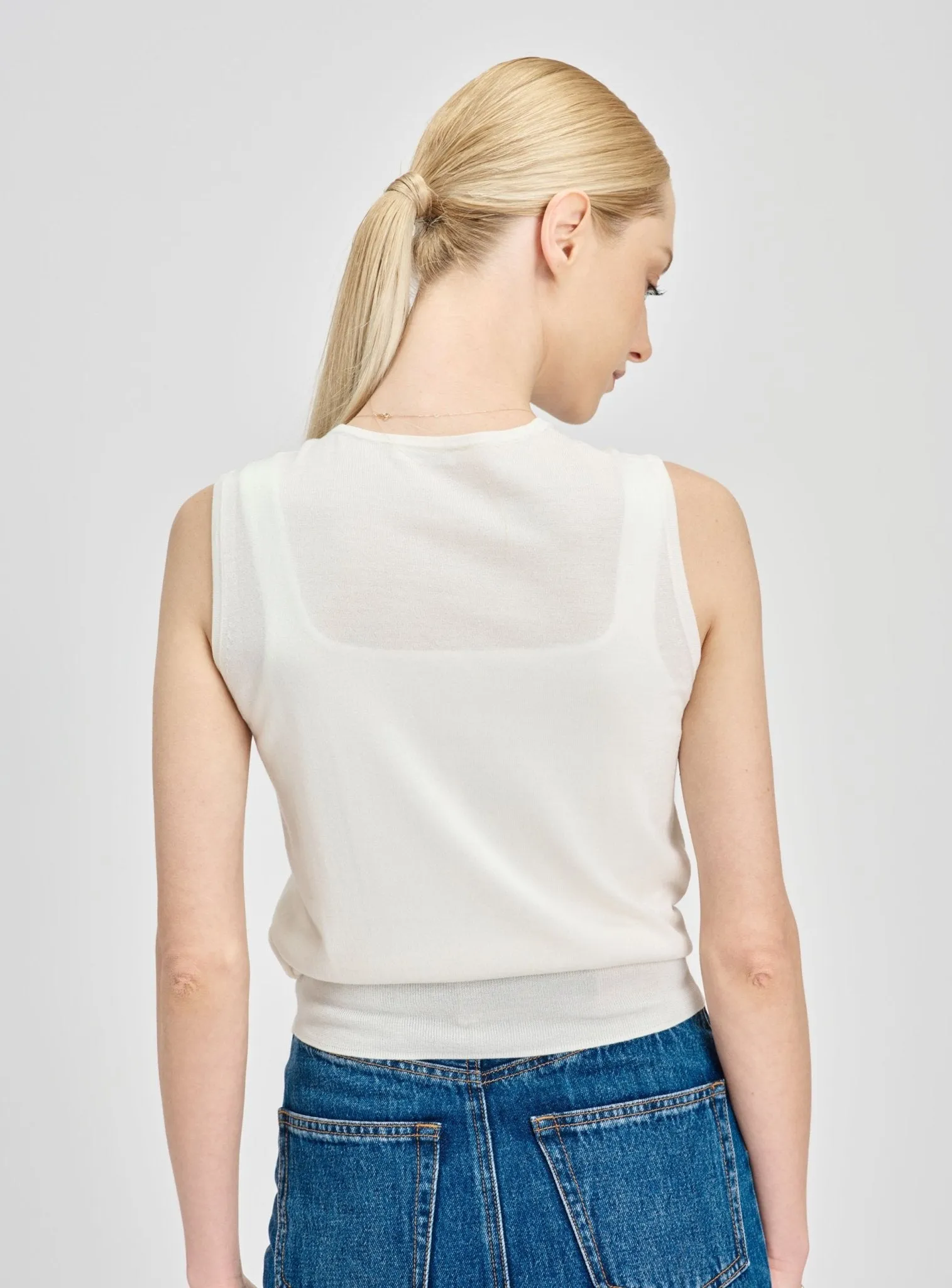 VIOLET silk-blended tank top (White)