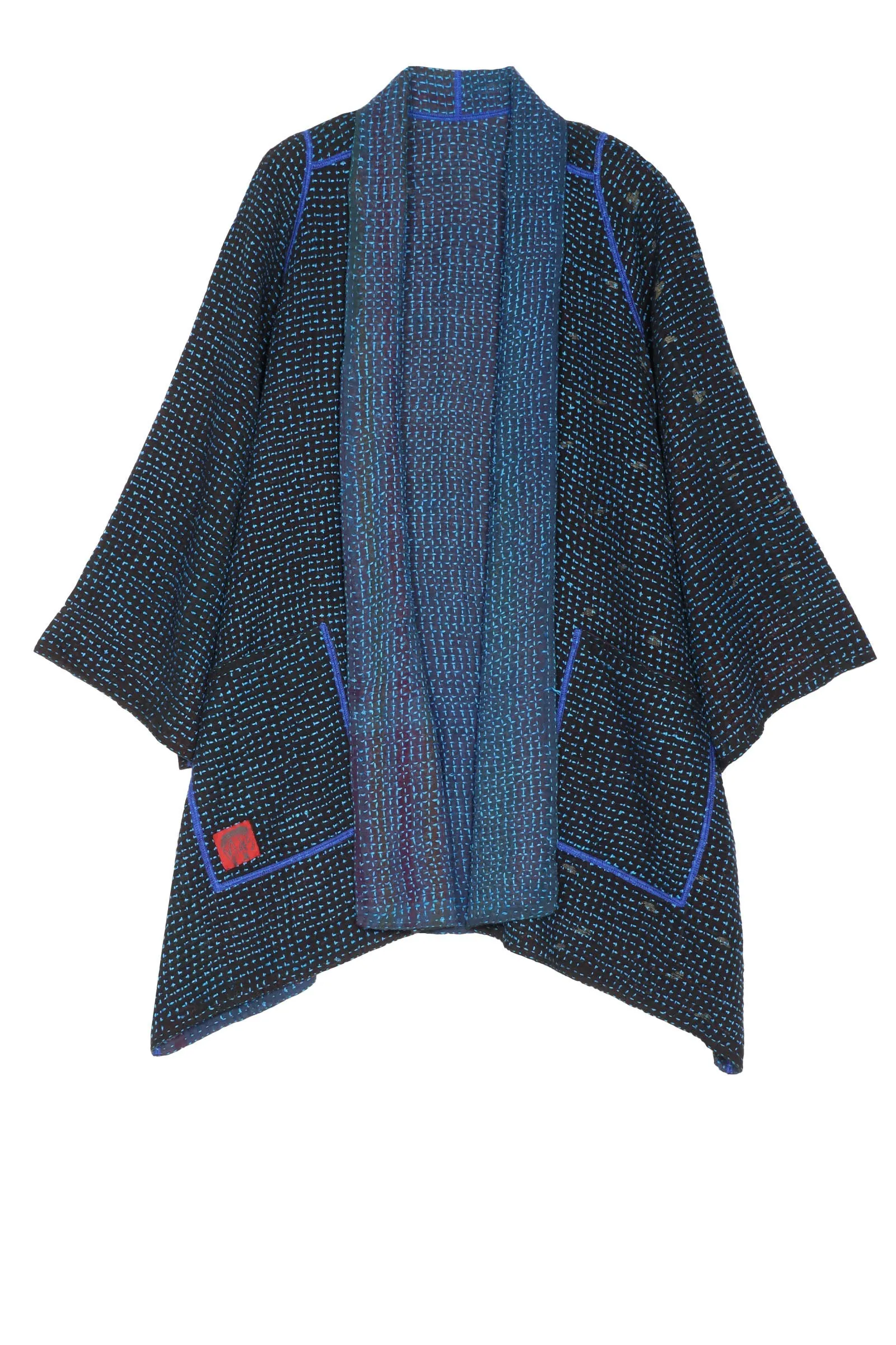 WAFFLE KANTHA A-LINE JKT - wf3003-blu -