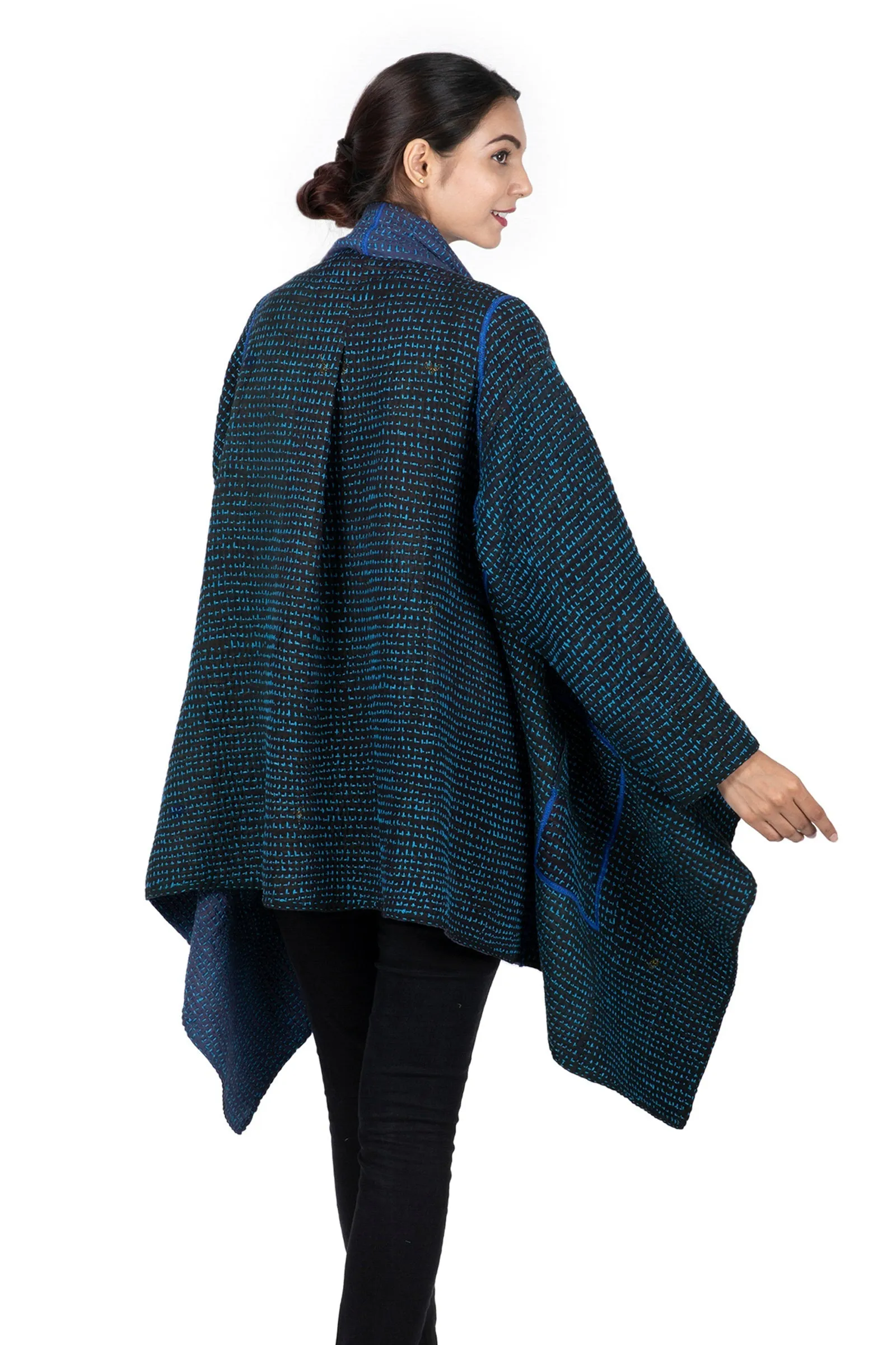 WAFFLE KANTHA DOUBLE WRAP JKT - wf3056-blu -