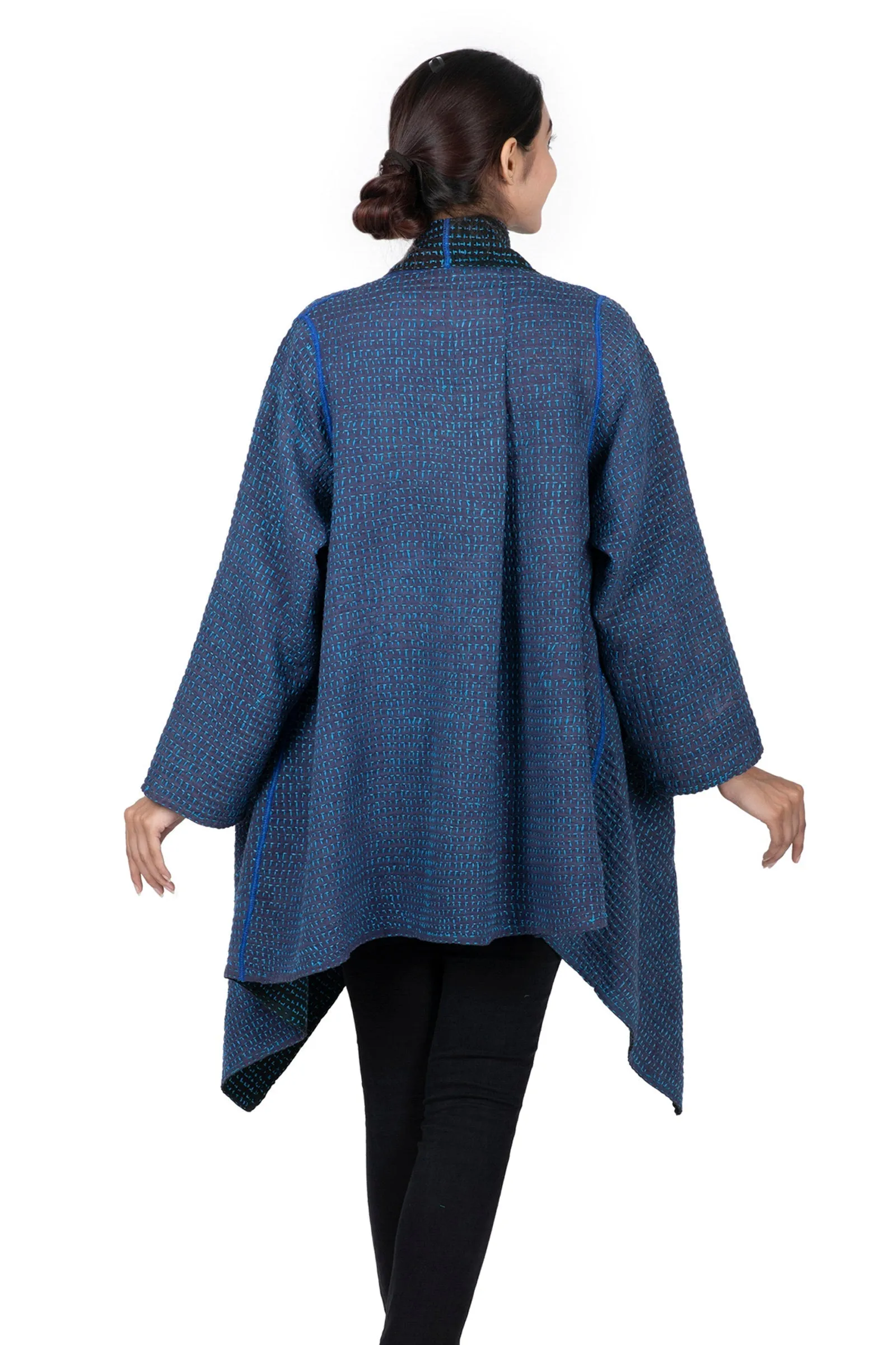 WAFFLE KANTHA DOUBLE WRAP JKT - wf3056-blu -