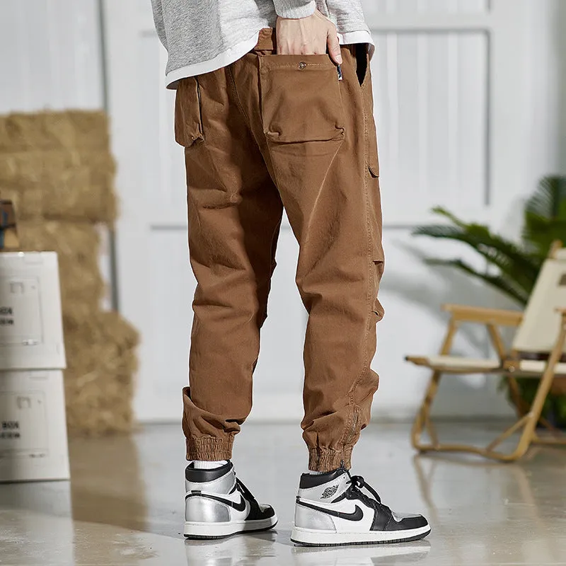 WASHED COTTON THICKENED WORKWEAR CARGO  PANTS