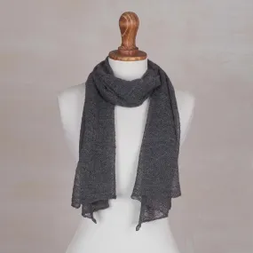 Wavy Texture in Slate Baby Alpaca Scarf