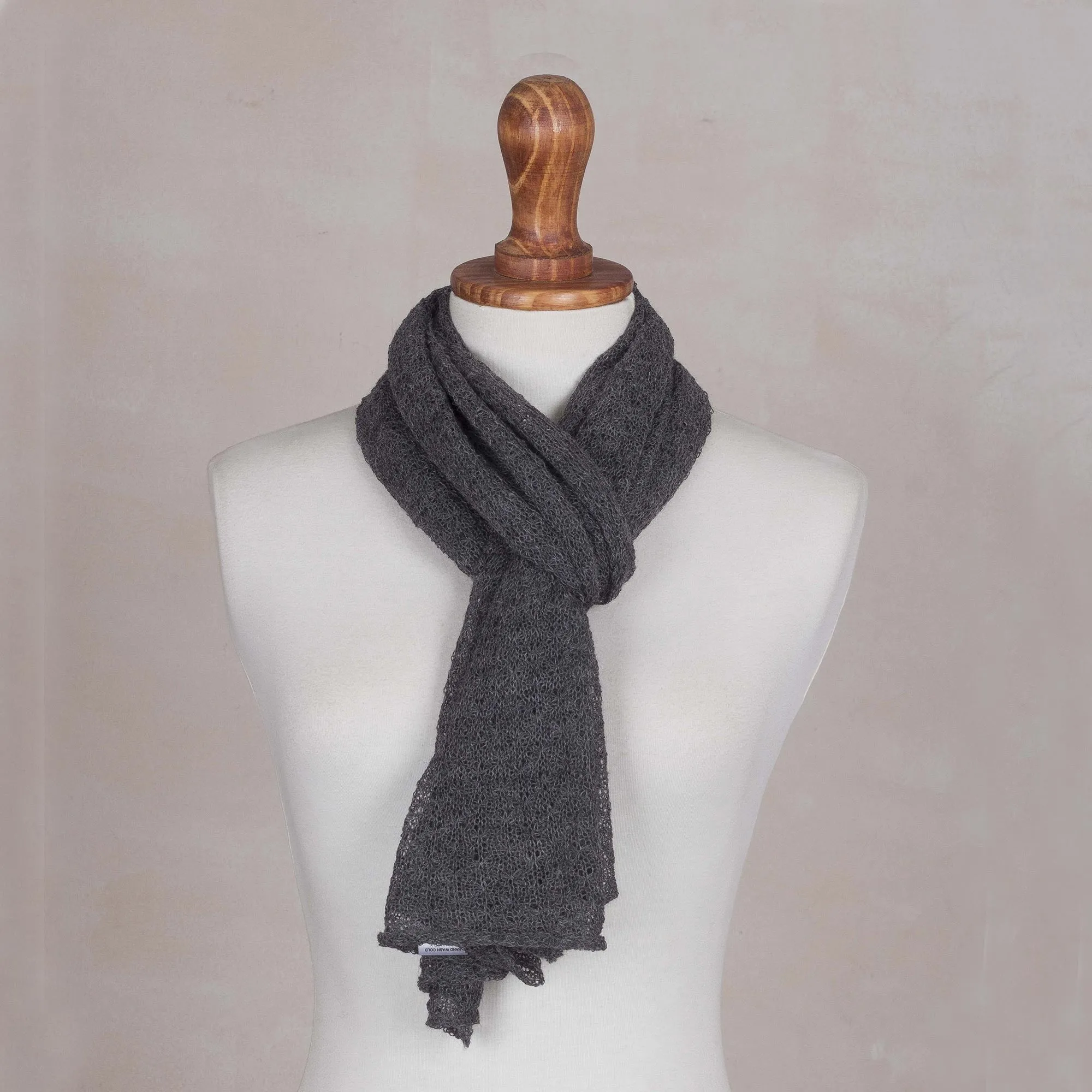 Wavy Texture in Slate Baby Alpaca Scarf