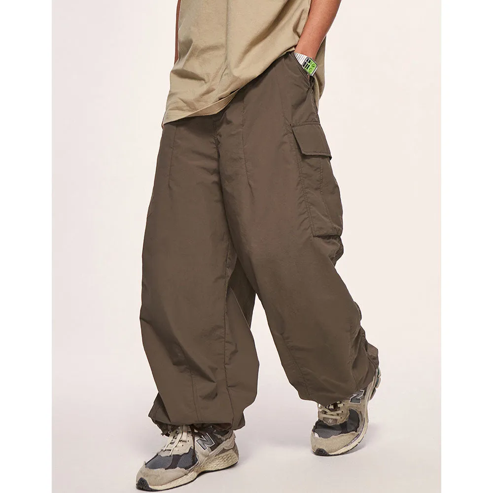 Wiaofellas Summer Wide-Leg Beige Cargo Pants