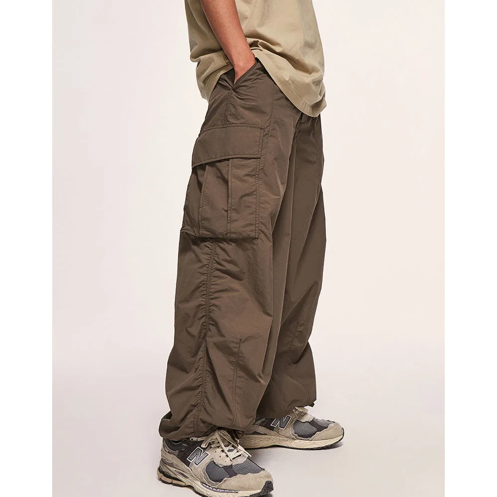 Wiaofellas Summer Wide-Leg Beige Cargo Pants