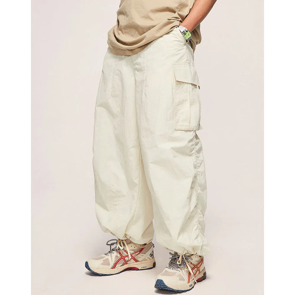 Wiaofellas Summer Wide-Leg Beige Cargo Pants