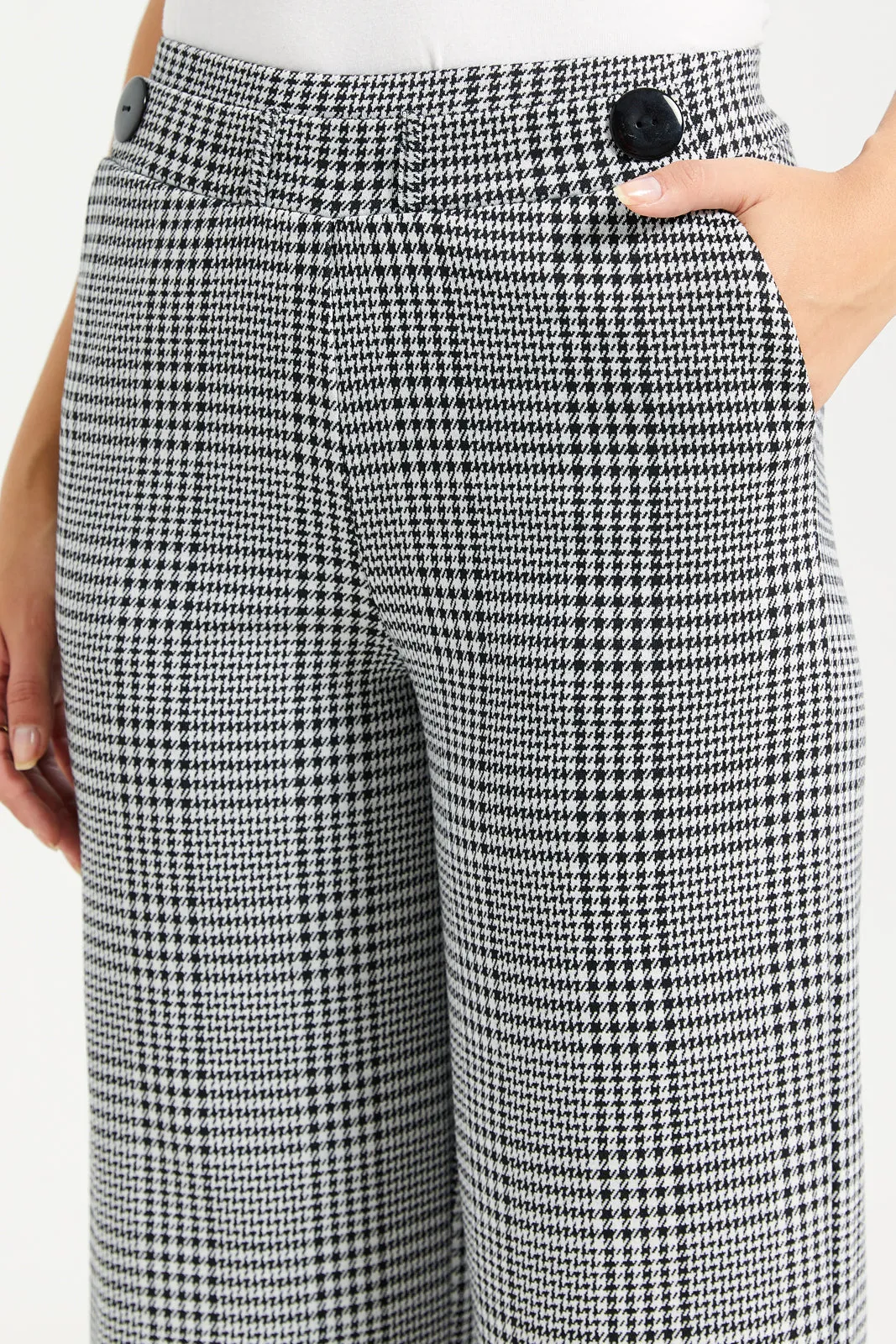 Women Grey Check Culottes